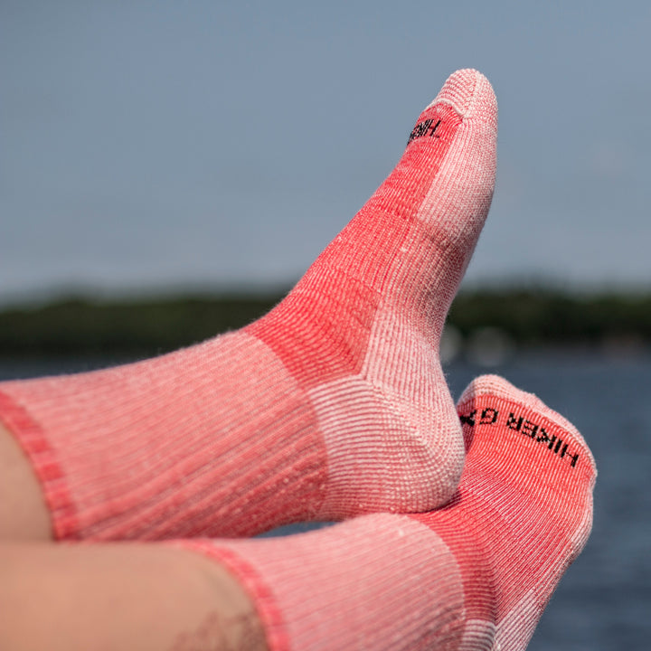 Red Merino Wool Hiking Crew Sock